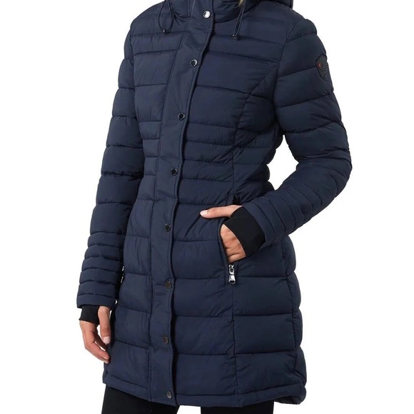 Pajar NWT Willow Puffer Black Jacket Coat Hooded Slim Featherless - Picture 2 of 9